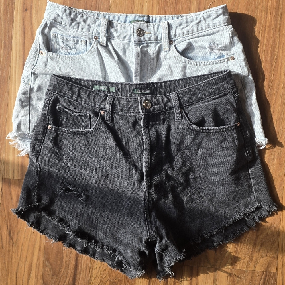 Wild Fable Black and Blue Jean Shorts Distressed Denim